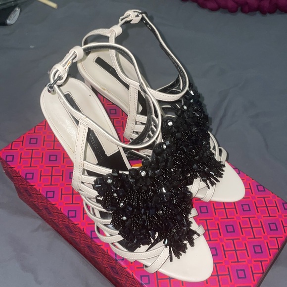 Zara Pink Black Bead and Crystal Strappy High Heel Sandals - Picture 6 of 17